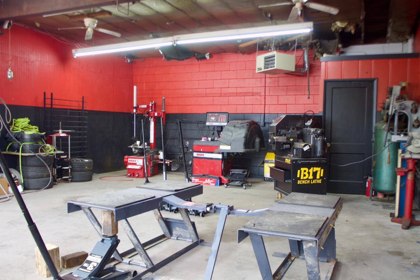 Tire service area at the Auto Pro Services auto repair shop in Nashville